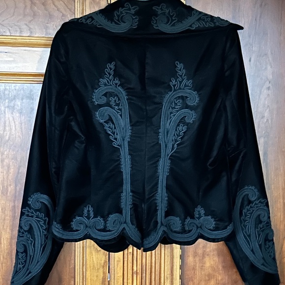 Ralph Lauren Black Label Black Velvet Embroidered Blazer, Size 10 - Picture 5 of 16